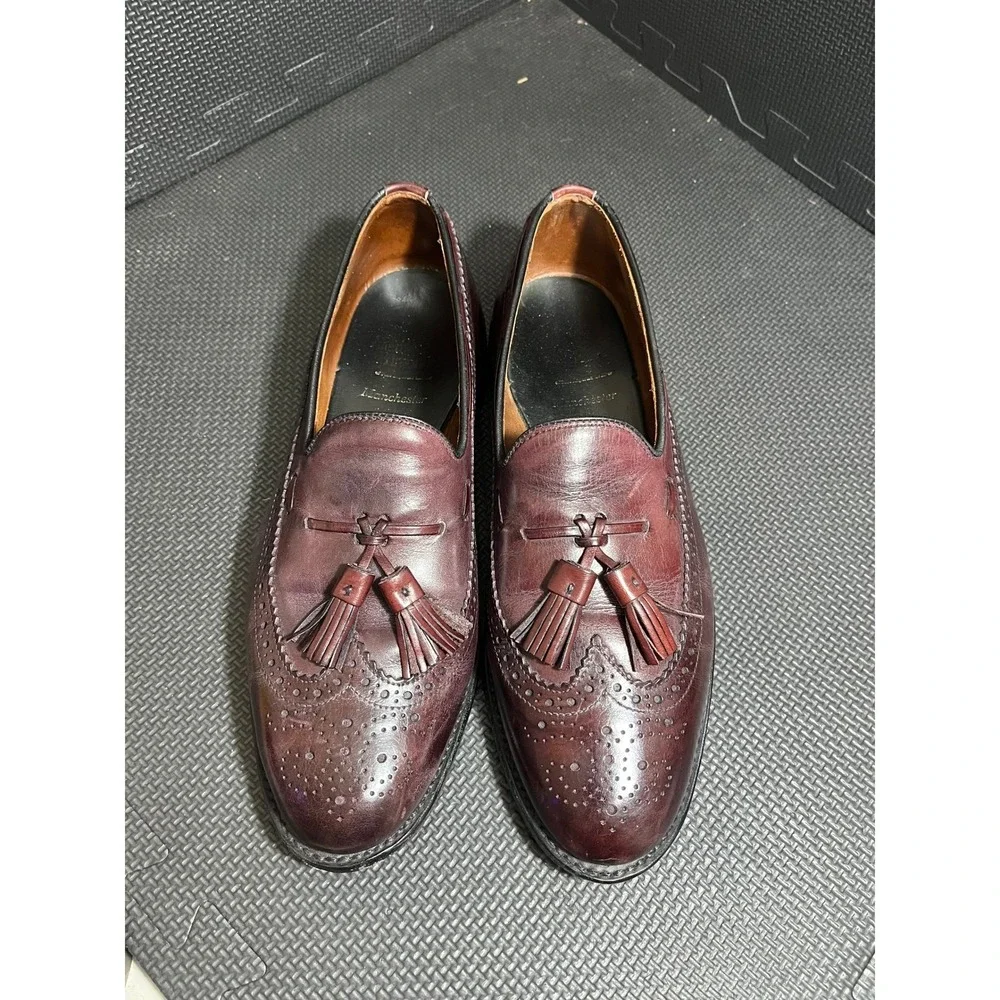 Allen Edmonds Mens Manchester Merlot Leather‎ Wingtip Tassel Loafers Oxblood 9 E